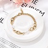 304 Stainless Steel Cable & Cuban Link Chain Bracelets for Women BJEW-C089-07G-1