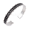 Good Luck Zinc Alloy Black Enamel Open Cuff Bangles for Women LS-BJEW-L688-02P-1