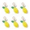 Glass Seed Beaded Lemon with Flower Pendants PALLOY-MZ00854-1