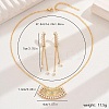 Elegant Vintage Brass Cubic Zirconia Fan Pendant Necklace & Dangle Stud Earrings Jeweley Sets GX5222-1