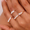 Nuggets Stainless Steel & Natural Freshwater Pearl Beads Finger Rings WG1BE4A-04-4