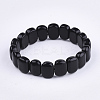 Natural Dyed & Heated Black Agate Stretch Bracelets BJEW-S039-05B-2