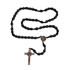 Oval Wood Rosary Bead Necklaces NJEW-C108-01-4