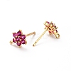 Brass Micro Pave Cubic Zirconia Stud Earrings Findings ZIRC-C027-14G-01-RS-2