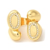 Oval Brass Micro Pave Clear Cubic Zirconia Open Cuff Rings RJEW-U008-19G-2