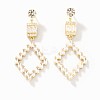 Fashionable Brass Pave Clear Cubic Zirconia Rhombus Stud Earrings TN3941-2-1