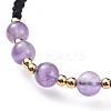 Adjustable Natural Amethyst Braided Bead Bracelets BJEW-JB04599-04-3