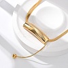 304 Stainless Steel Curved Tube Snake Chain Necklaces for Women NJEW-Z061-04G-01-3