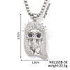 Brass Crystal Rhinestone Skull Crowned Jesus Pendant Box Chain Necklaces PU6252-2-1