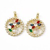 Brass Micro Pave Cubic Zirconia Pendants KK-E068-VC033-2