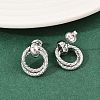 304 Stainless Steel Textured Ring Stud Earrings EJEW-P324-04P-2