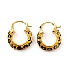 Leopard Print Brass Enamel Hoop Earrings for Women EJEW-U055-11B-G-2