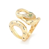 Brass Micro Pave Clear Cubic Zirconia Cuff Rings for Women Men RJEW-Z080-03G-4