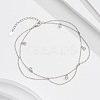 925 Sterling Silver Cable Chain Anklet AJEW-Z029-10P-2