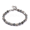 Natural Map Stone & Synthetic Hematite Round Beaded Bracelet BJEW-P339-02P-02-1