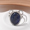 Oval Natural Lapis Lazuli Finger Rings RJEW-M062-02P-01-5