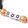 3Pcs 3 Styles Halloween Themed 8mm Round Glass Pearl Beaded Stretch Bracelet Sets BJEW-JB10849-4