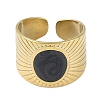 Ion Plating(IP) 304 Stainless Steel Enamel Oval Cuff Finger Rings RJEW-L107-080B-G-2