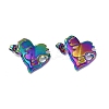 Ion Plating(IP) 304 Stainless Steel Heart Stud Earrings for Women EJEW-F300-03MC-1