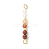 Faceted Round Natural Quartz Crystal & Carnelian & Red Jasper Beaded Connector Charms PALLOY-JF03530-01-1