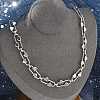 304 Stainless Steel Oval Heart Link Chain Necklaces for Women NJEW-B123-01P-1
