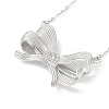 304 Stainless Steel Crystal Rhinestone Cable Chain Bowknot Pendant Necklaces for Women NJEW-C055-08P-1