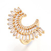 Brass Micro Pave Clear Cubic Zirconia Cuff Rings for Women KK-T074-05G-4