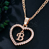 Alloy Crystal Rhinestone Heart with Initial Pendant Necklaces WGD4CFD-02-1