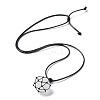 Natural Rose Quartz Round Pendant Necklace NJEW-H009-02-01-2