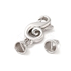 Rhodium Plated 925 Sterling Silver Lobster Claw Clasps with Cord End STER-G038-05P-2
