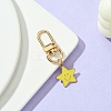 Star with Smiling Face Alloy Enamel Pendant Decorations HJEW-YW00010-01-1