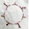 Bohemian Style Alloy Coin Charm Tassel Plastic Seed Beaded Stretch Anklets FS-WGB8A48-19-1