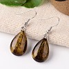 Natural Tiger Eye Teardrop Dangle Earrings EJEW-J089-05-1