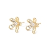 Brass Micro Pave Cubic Zirconia Stud Earring Findings KK-E107-17G-1