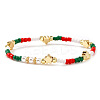 Christmas Brass & Resin & Imitation Pearl Beaded Stretch Bracelets TY5833-5-1