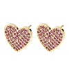 Heart Brass Micro Pave Cubic Zirconia Stud Earrings EJEW-H178-01G-01-4