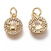 Brass Micro Pave Clear Cubic Zirconia Charms ZIRC-C020-64G-2