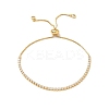 Adjustable Rack Plating Brass Cubic Zirconia Chain Bracelets X-BJEW-A132-01G-1