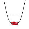 Fish Porcelain Pendant Black Wax Cord Necklaces FS-WG7FFA4-05-2