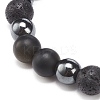 Natural Lava Rock & Synthetic Hematite Beaded Stretch Bracelet BJEW-JB08456-5