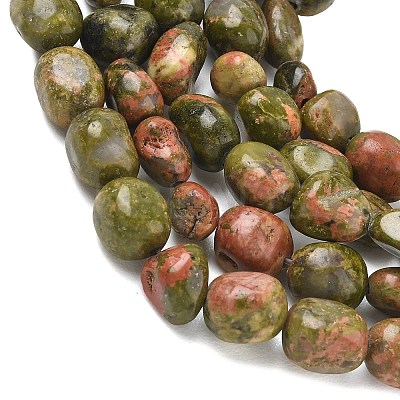 Natural Unakite Beads Strands G-C286-A13-1