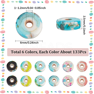 6 Strands 6 Colors Baking Paint Synthetic Turquoise Beads Strands G-SC0003-30B-1