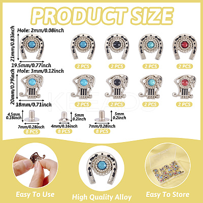 8 Styles Alloy Decorative Rivets BUTT-TA0001-19-1