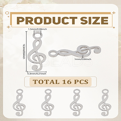 16Pcs 304 Stainless Steel Pendants STAS-LP0003-68-1