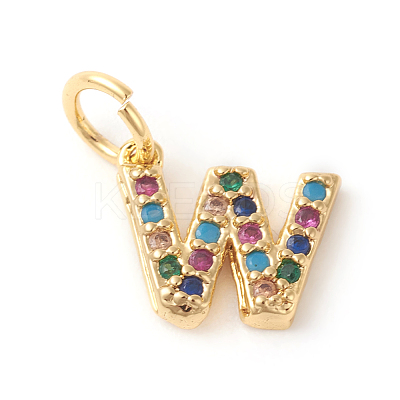 Brass Micro Pave Colorful Cubic Zirconia Charms ZIRC-F092-01-W-1