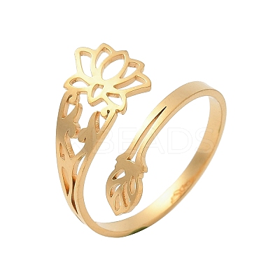 304 Stainless Steel Cuff Rings for Women RJEW-F195-01G-1