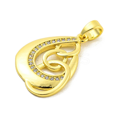 Brass Micro Pave Clear Cubic Zirconia Pendants KK-P263-05A-G-1