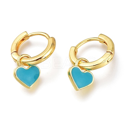 Brass Enamel Huggie Hoop Earrings KK-A150-10G-RS-1