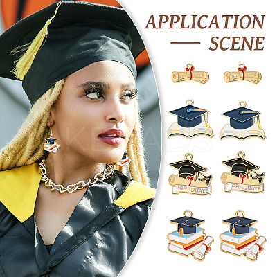16Pcs 4 Styles Graduation Season Alloy Enamel Pendants FIND-TA0005-01-1
