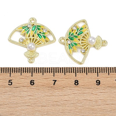 Alloy Green & Yellow Enamel Fan Connector Charms FIND-M079-07B-G-1
